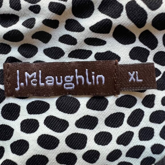J. McLaughlin Size XL Black & White Animal Print 3/4 Sleeve Bodycon Shift Dress - Picture 7 of 16